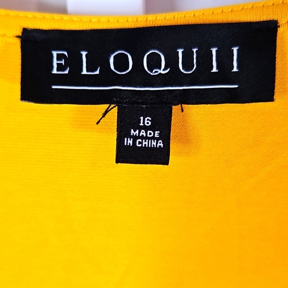 Eloquii Tie Front Tulip Hem Yellow Dress Womans Size 16 - Picture 2 of 8